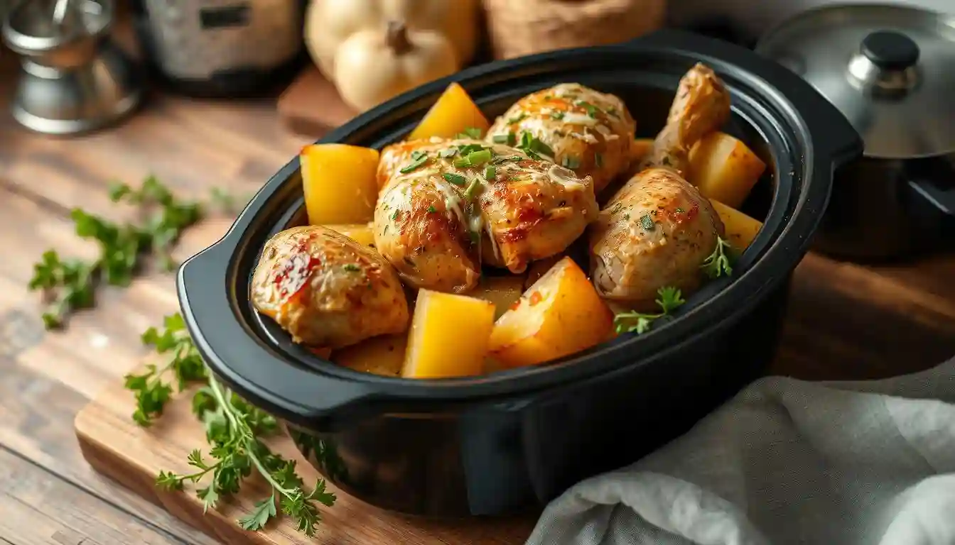 Slow Cooker Loaded Chicken and Potatoes.